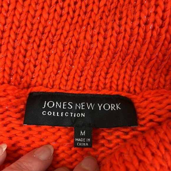 Jones New York Collect Orange Sparkle Orange  Cowl Neck Sweater - Picture 4 of 11